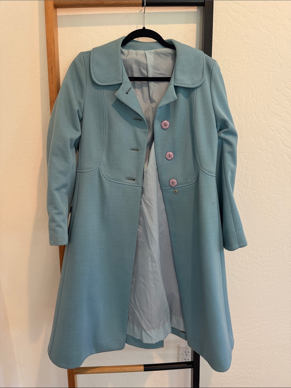 Vintage Women’s  Teal Swing Coat with Button Front
